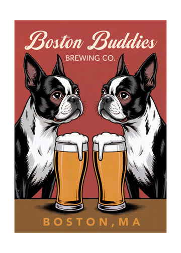 Boston Terrier Beer Buddies | Poster - Passepartout