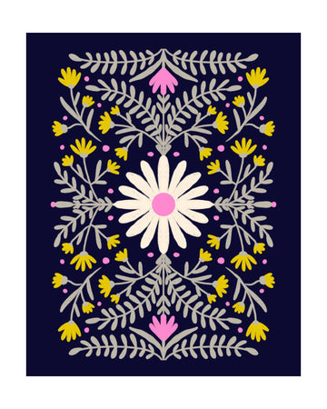 Folk Art Daisy Pattern | Poster - Passepartout