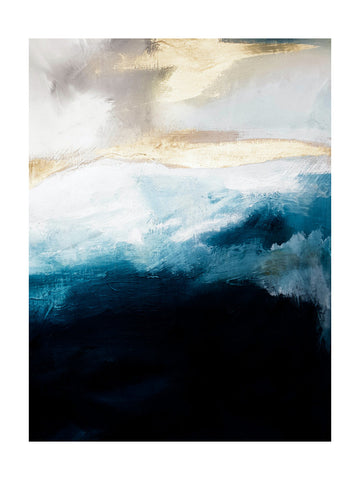 Deep Blue Gold Waves | Poster - Passepartout