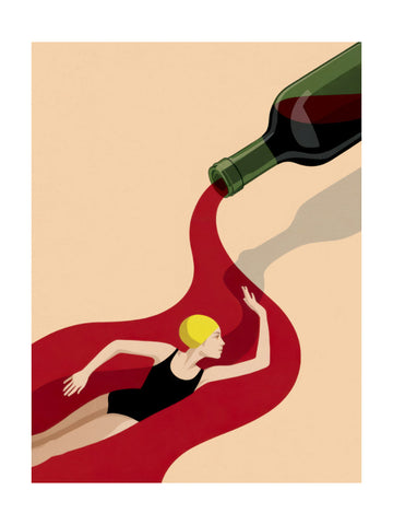 Red Wine Swimmer | Poster - Passepartout