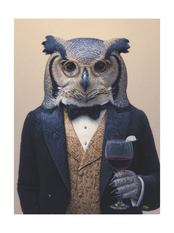 Sophisticated Owl Gentleman | Poster - Passepartout