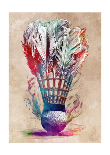 Colorful Badminton Shuttlecock | Poster - Passepartout