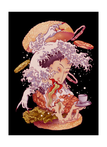 Ukiyo-e Burger Monster | Poster - Passepartout