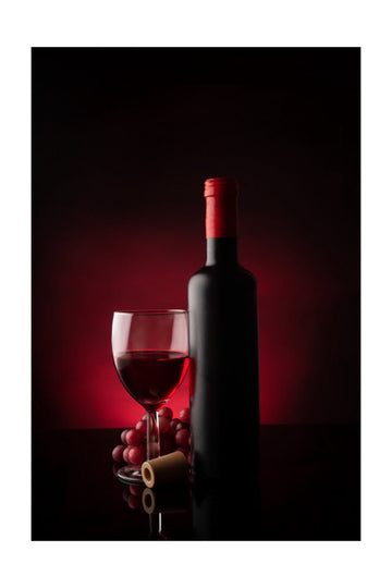 Elegant Wine Bottle Glass | Poster - Passepartout