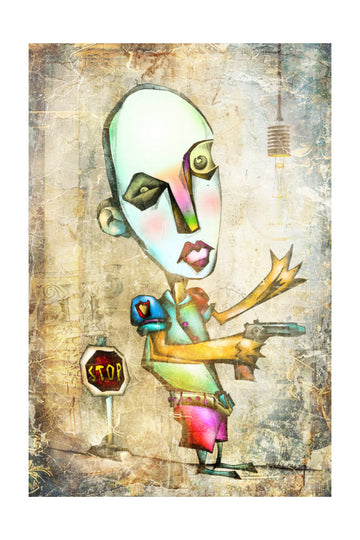 Surreal Stop Sign Figure | Poster - Passepartout