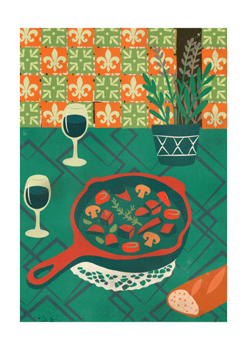Cozy French Dinner | Poster - Passepartout